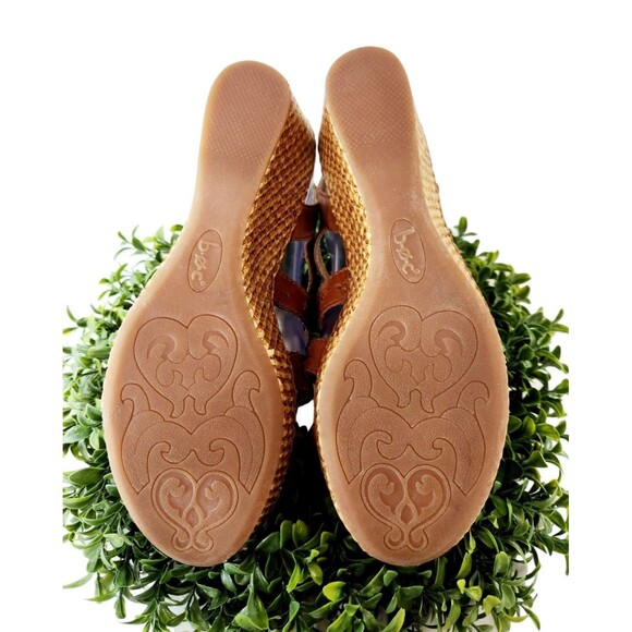 Born B.O.C. Strappy Wedge Sandal Women's Sz 8M Brown Leather Boho Cottagecore - Picture 8 of 11